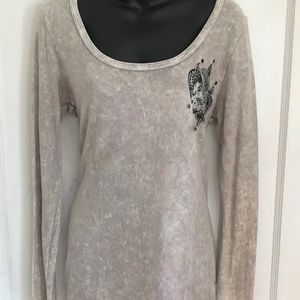 T PARTY Grey Long Sleeved Shirt w/Fleur d'Lis & RS
